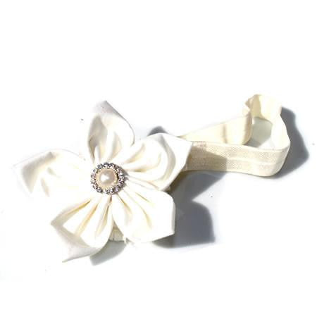Cotton Pearl Flower Headband - Boutique Wedding Collection - Baby Hair UK