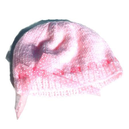Knitted Hat with Ribbon - Grandma's Knitting - Baby Hair UK