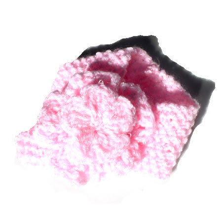 Knitted Sparkle Headband with Crochet Flower - Grandma's Knitting - Baby Hair UK