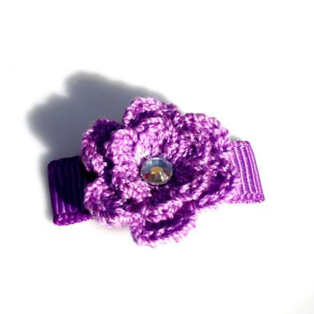 Crochet Sparkle Flower Hair Clip - Hair Clip - Baby Hair UK